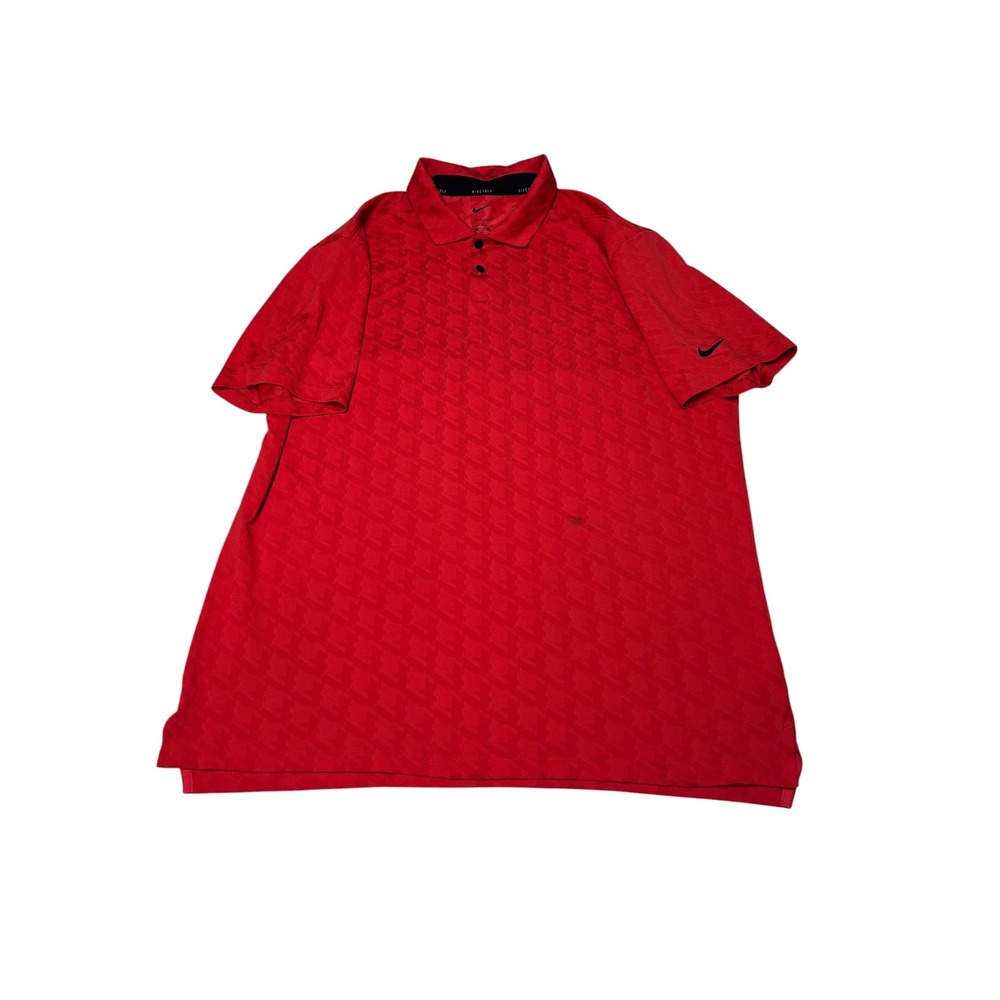 Nike Golf Dri-FIT Red Geometric Pattern Polo Shirt XL DA2974-631